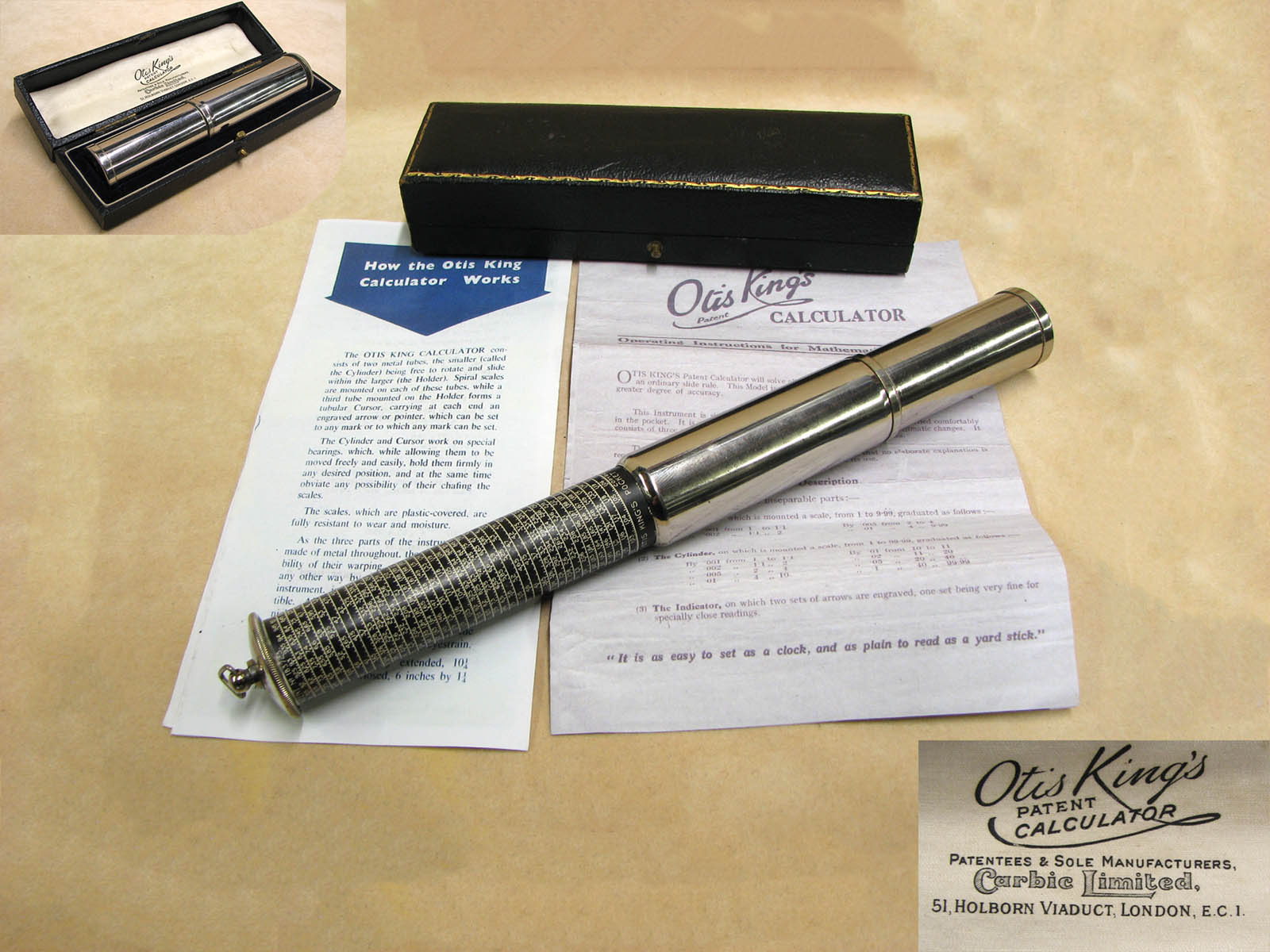 1920s Otis King Model K type A calculator with rare white on black scales